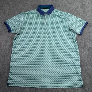 Greyson Polo Shirt Men XL Teal Pistols Print Short Sleeve Performance *PIT STAIN
